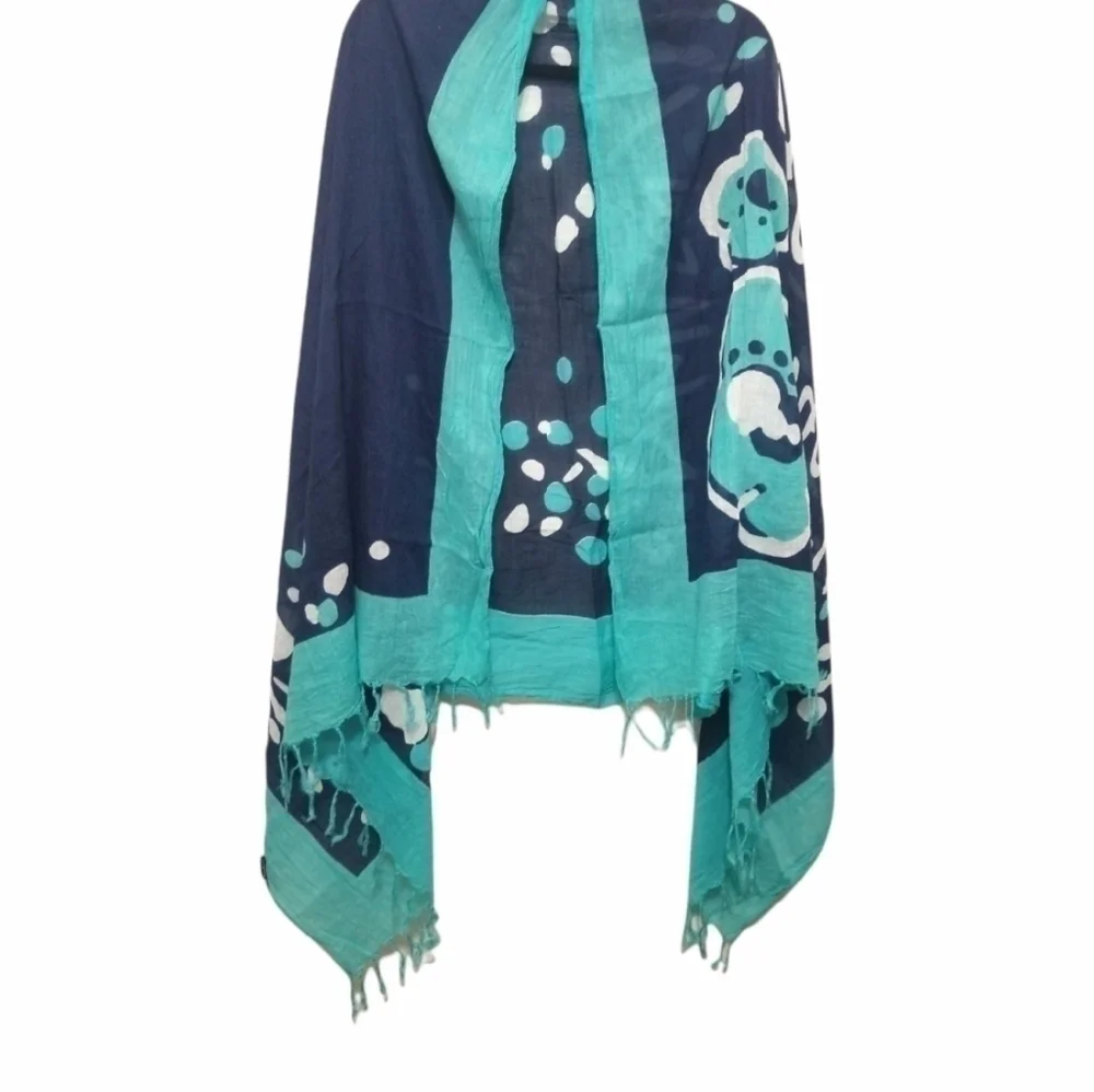 Mila Schon Concept Scarf, Colors Teal,Blue and White.
